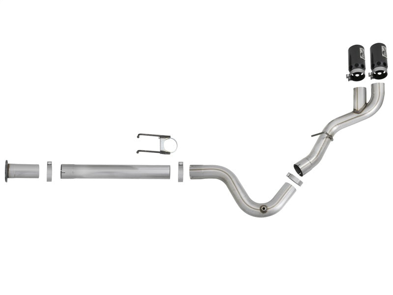 aFe Rebel XD 4in SS DPF-Back Exhaust 17-18 Ford Diesel Trucks V8-6.7L (td) w/ Dual Black Tips